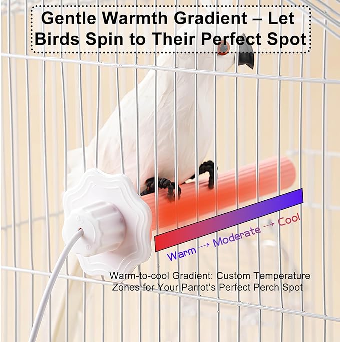 USB Heated Perch, Specifically Designed for Pet Birds Like Cockatiels, Amazon Parrots, and Budgies, with a Safe Surface Temperature of Approximately 94°F - 140°F Bird Cage Accessory