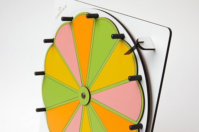12.80 Inch 12 Section MDF Spinning Prize Wheel, Heavy Duty Base Tabletop Spinner, Spin The Wheel for Carnival, Trade Show for Kids and Student for Entertaintment (with Marker and USA Map Picture)