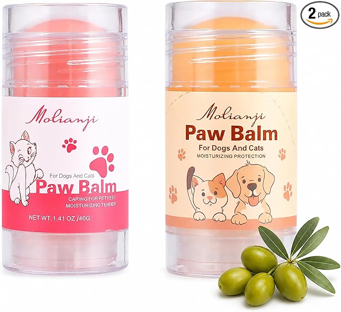 Lick-Safe Dog Paw&Nose Balm with Coconut Oil|Natural Ingredients Paw Cream&Wax for Dry,Large-Capacity Package of 1.41oz|Cracked Pads & Snouts| Cat Moisturizer&Soother (Mixed Colors)