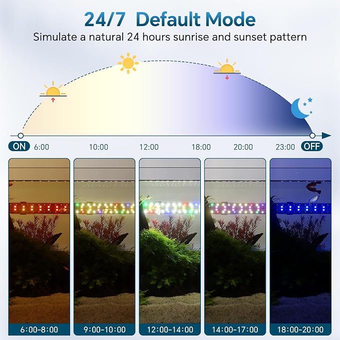AQQA 26.97 Inch Submersible Aquarium Light, 24/7 Mode Fish Tank Light | 7 Adjustable Angles, 9 Color Options, 4 Rows Beads, Dimmable & Timer Control, IP68 Waterproof Full Spectrum Plant Light