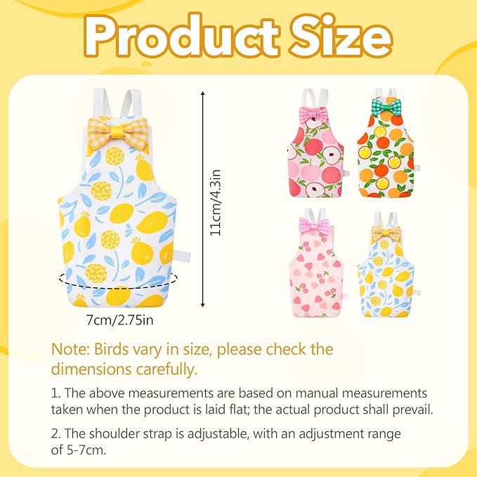 4Pcs Bird Diaper - Cute Pet Bird Diaper with Waterproof Inner, Reusable Flight Suit for Cockatiel Parakeet (Medium)
