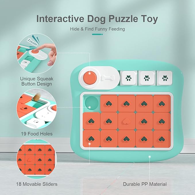 FOXMM Dog Puzzle Toys,Interactive Treat Puzzle Dog Toy for IQ Training & Mental Stimulating,Treat Puzzle Dispensing with Squeaky Design for Large Medium Small Smart Dogs