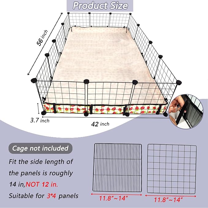 Guinea Pig Cage Liner，Washable Waterproof Oxford Cloth Cage Liners for Small Animals,Hamster Chinchilla Hedgehog Rabbit and Other Small Animals Not Include Cage(42x56 inches)