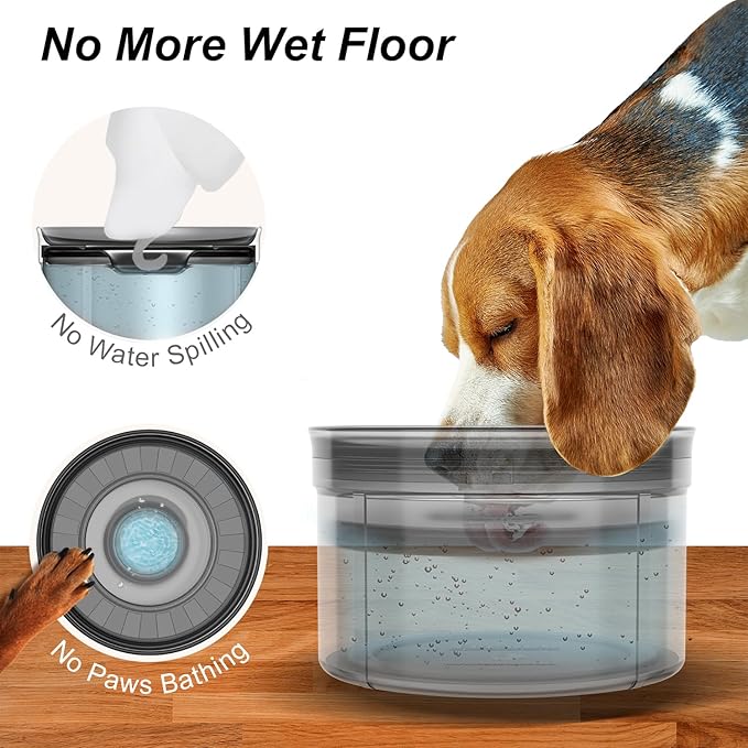 Techphardo 1Gallon No Spill Dog Water Bowl-3.8L Large Capacity, BPA-Free, Anti-Splash & Anti-Digging Design with Non-Slip Base for Messy Drinkers