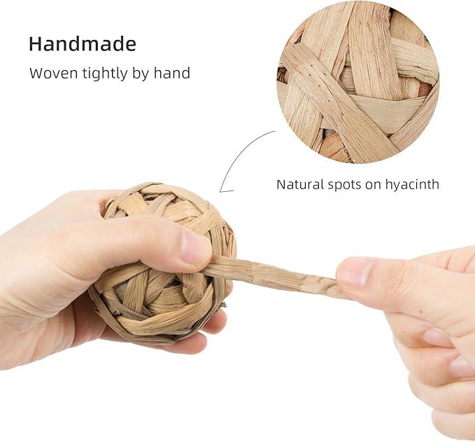 Niteangel Natural Chew Activity Toys Fun Safe Hay Grass Pet Balls for Chinchilla Guinea Pig Rats Rabbits Hamster Gerbil Degu Bunny and Other Small Animals