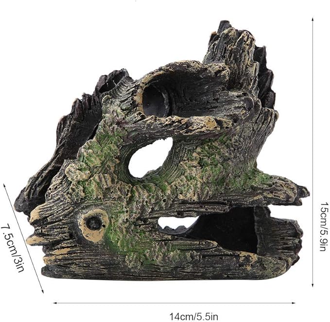 Tyenaza Trunk Aquarium, Aquarium Driftwood Ornaments Resin Wood Trunk Fish Tank Decoration Betta Fish Hideout Caves Decorations for Turtles, Reptiles