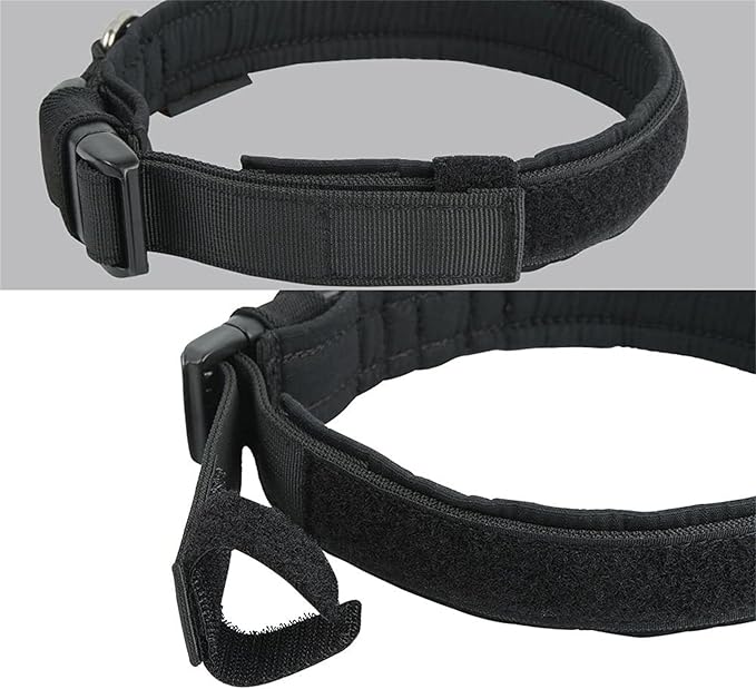 EXCELLENT ELITE SPANKER Tactical Small Puppy Dog Collar Nylon Adjustable Heavy Duty Military for Small Medium and Large Dogs Pet Soft Padded Dog Collar(BLK-L)