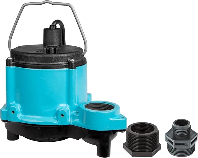 Little Giant 6-CIM-R 115-Volt, 1/3 HP, 2750 GPH Manual (No Switch) Submersible Sump Pump for Sump Systems and General Dewatering, 25-Ft. Cord, Blue, 506274
