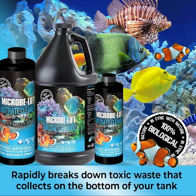 Microbe-Lift Gravel & Substrate Cleaner for Saltwater Aquarium and Freshwater Tanks, Tank Cleaner and Aquarium Water Conditioner, Clarifies Water, Reduces Muck, Aquarium Supplies, 16 Ounces (GSC16)