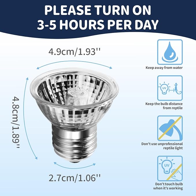 GOZILLA 4 Pack Reptile Heat Lamp, E27 UVA UVB Reptile Light Bulb, Heat Light Bulb for Tortoise, Bearded Dragon, Snakes.(2PCS 25W + 2PCS 50W)