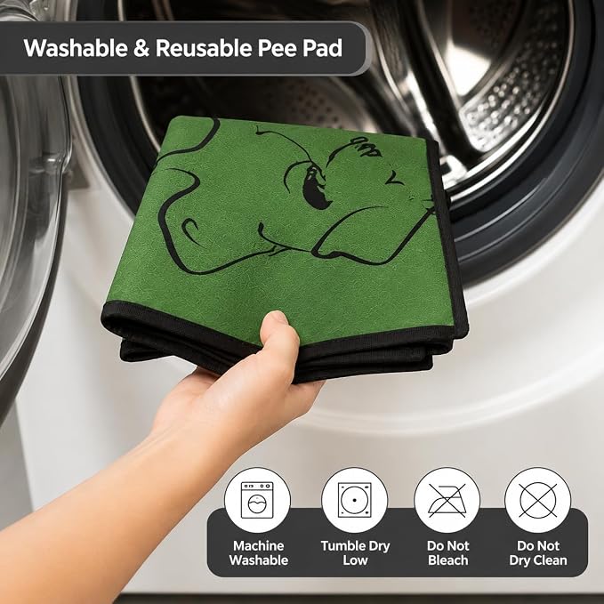 1 Pack Washable Pee Pads for Dogs 72"x72", Reusable Training Puppypads Absorbency Non-Slip & Leak-Proof for Pet Whelping Box Playpen Crate Sofa Bed Floors (Green)