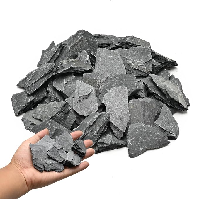 Natural Rocks Slate Stone 1-2.5 Inches Decorative Stones for Miniature Landscaping,Fairy Gardens,Bonsai,DIY Crafts,Aquariums & Reptile Terrariums-1lb