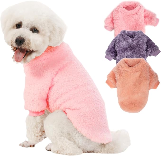 Dog Sweater, 3 Pack Dog Sweaters for Small Dogs, Dog Clothes for Small Dogs Girl Boy, Ultra Soft and Warm Puppy Sweater Dog Coat for Winter Christmas (Large, Pink+Purple+Peach)