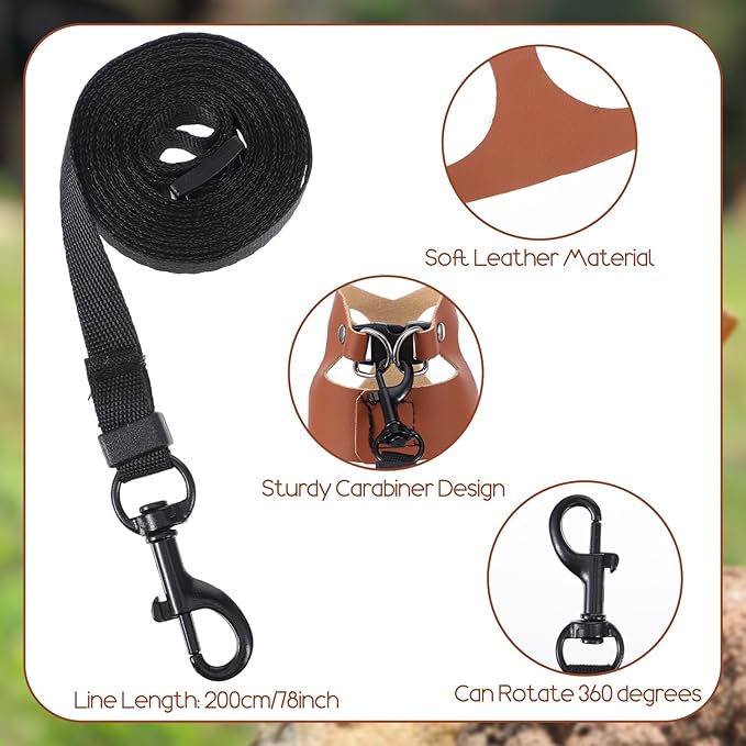 3 Pack Bearded Dragon Harness and Leash Set, Small Animal Traction Rope Training Walking Vest Accessories, 3-Size Adjustable Soft Leather Lizard Vest Harness Leash for Squirrel Reptile Rat
