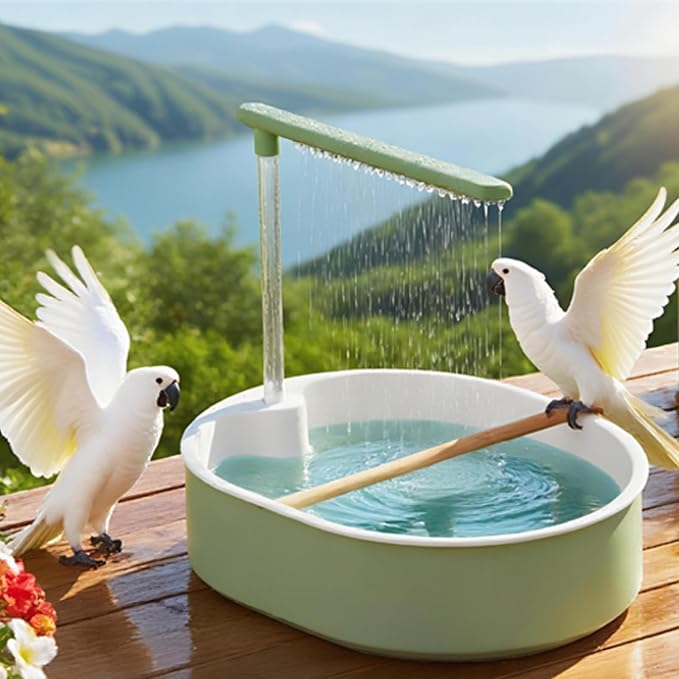 Parrot Bathtub Bird Automatic Bath Shower,Large Bird Shower Fountain Indoor Bathtub with Running Water, Contains USB and Pump,for Pet Birds, African Grey, Cockatiel, Conure, Budgie, Lovebird(Fashion)