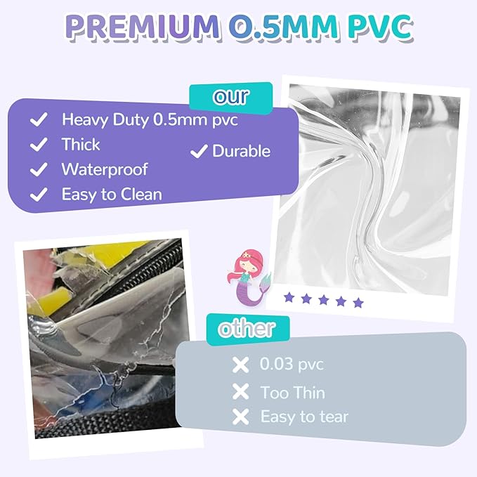 MOONBABY Small Clear Backpack for School Transparent Bookbag for Kids Heavy Duty PVC See Through Backpack Stadium Approved