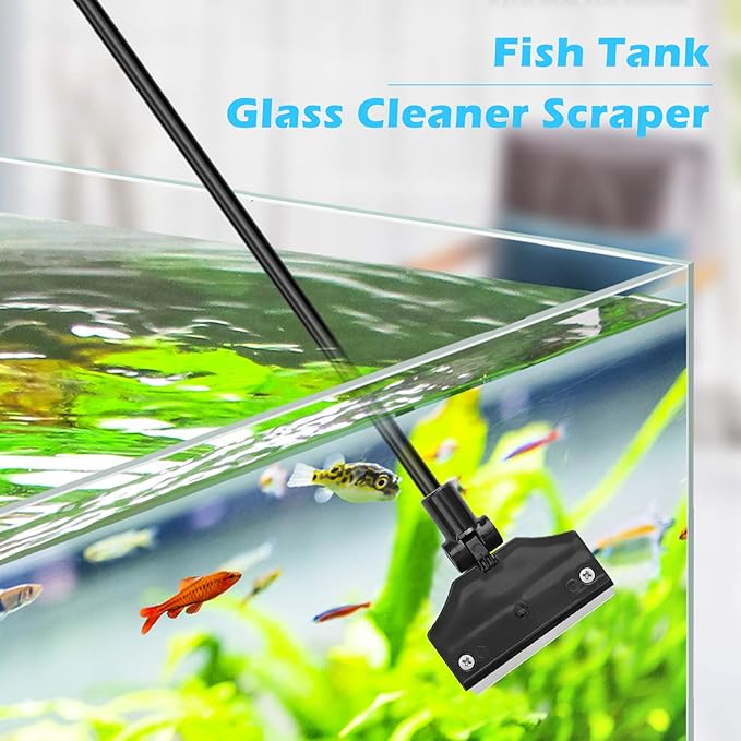 Pronetcus Aquarium Algae Scraper,Aquarium Glass Cleaner,Fish Tank Cleaner, Aquarium Scraper with 10 Blades,26 Inch.