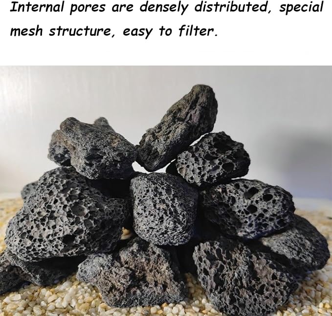 Tfwadmx 10 Pcs Aquarium Black Lava Rock Fish Tank Volcanic Pumice Stones for Betta Fish Shrimp (1.96''-3.14'')