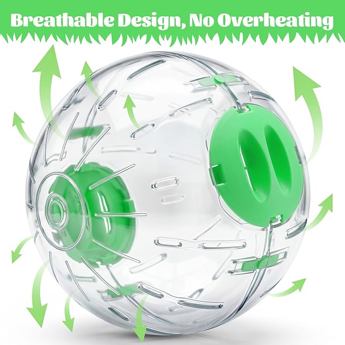 Mifoci 4 Pcs Hamster Exercise Ball, 5.7 Inch Guinea Pigs Running Ball Transparent Plastic Hamster Wheel for Dwarf Hamsters, Gerbils, Small Pets to Reduce Boredom and Increase Activity, Blue & Green