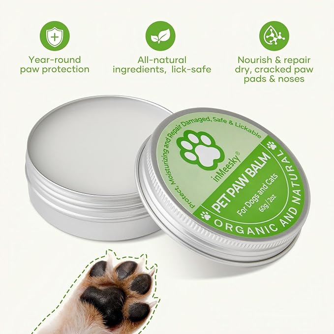 Dog Paw Balm & Nose Balm, Lick-Safe | All-Natural Moisturizer with Organic Coconut Oil | Quickly Nourishes and Repairs Dry, Cracked Paws | Vet-Recommended for Hot & Winter Protection (2.0oz)