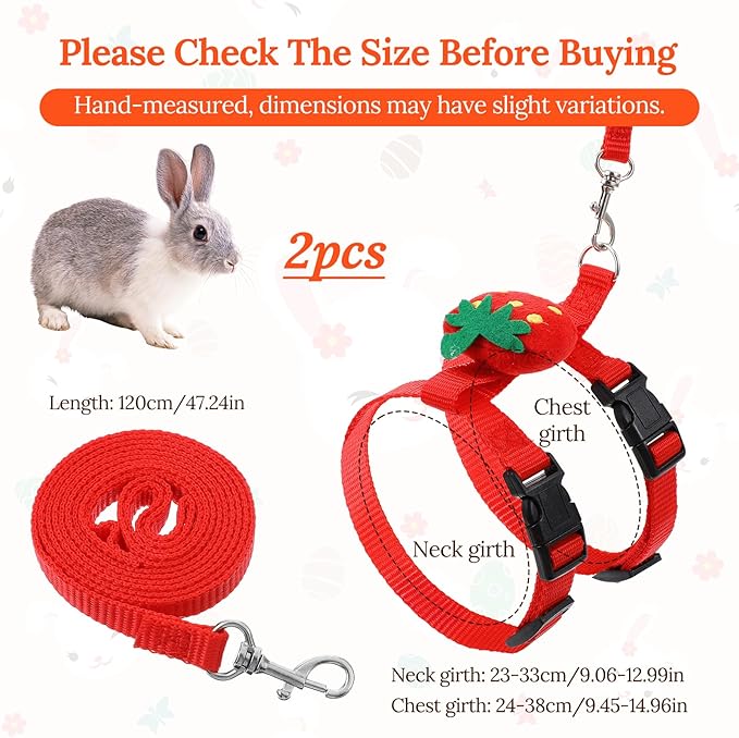 2PCS Bunny Harness and Leash Guinea Pig Leash Rabbit Bunny Leash Kitten Harness and Leash Set for Guinea Pig Ferret Cat Puppy Duck Small Pets Outdoor Walking