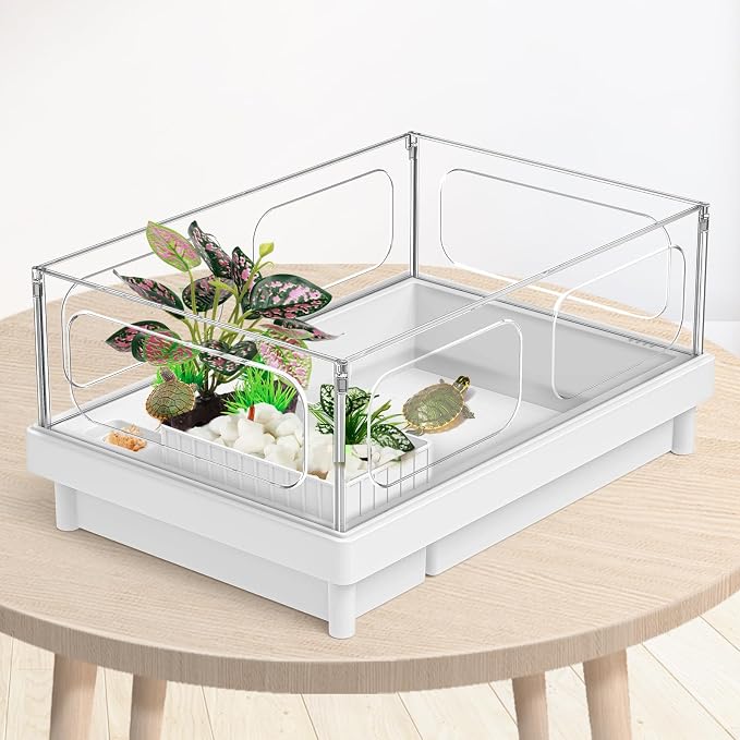 Moonorange Reptile Artificial Plants, Terrarium Plants Decorations Supplies, Aquarium Fish Tank Plant, Amphibian Habitat Hideout Tank Accessories(M Set-4pcs/A)