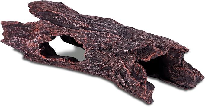 IBWell Aquarium Caves Decor Fish House for Betta Tree Log Hideout Tank Accessories Resin Simulated Hollow Trunk Reptile Shelter for Corn Snakes Lizards