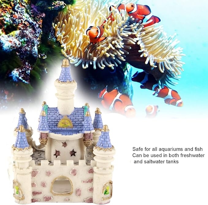 Aquarium Resin Castle Decoration, High Simulation Roman Castle Ornament for Fish Tank, Lifelike Aquatic Hideout with Safe Non - Resin for Freshwater and Saltwater