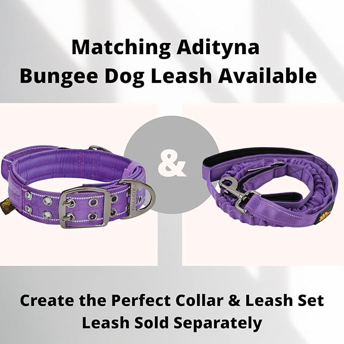 ADITYNA Heavy Duty Dog Collar – Reflective Purple Tactical Collar with Handle – Fits Extra-Large Dogs (24–30" Neck) – Wide, Thick, Soft Neoprene Padded