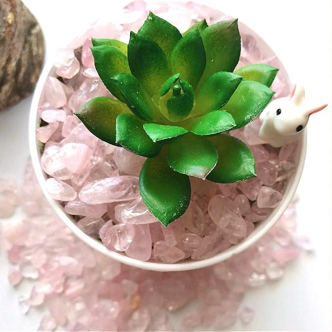 WAYBER Natural Crushed Rose Quartz Pink Crystal Decorative Stones, 1 Pound | Toxin-Free, Fade-Resistant, Ideal for Reiki Healing, DIY Crafts, Vase Filler, Aquarium & Bonsai Decoration