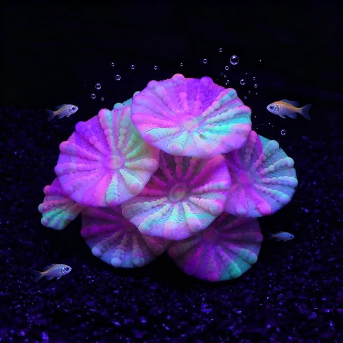 ZtohPyo Aquarium Glowing Silicone Musfroom Coral Ornament for Fish Tank Landscape Decoration, Artificial Glow in The Dark Soft Aquarium Plant for Aquarium Decor Accessories