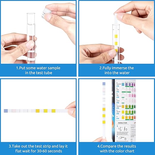 SEAOURA 7-in-1 Aquarium Test Kit for Fish Tanks - 135 Strips Water Testing Strips for Aquariums & Ponds Accurate Testing Nitrate，Nitrite，Chlorine，Hardness，Alkalinity，Carbonate，pH