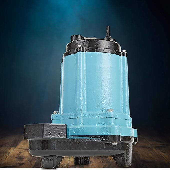 Little Giant 12E-CIM 115 Volt, 1/2 HP, 3000 GPH Cast Iron Manual Submersible Effluent Pump with 20-Ft. Cord, Blue, 512001