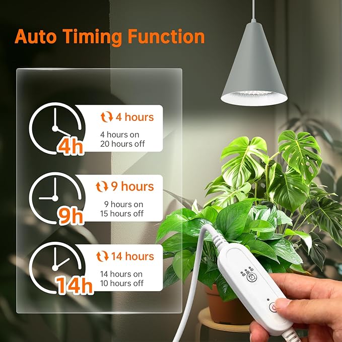 Bstrip Hanging Grow Lights for Indoor Plants, Two Head One Cord, 50W Full Spectrum Hanging Plant Light with Timer, 5000K Daylight White Pendant Grow Light for Garden, Flowers, Succulents Growing