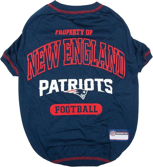 NFL New England Patriots Dog T-Shirt for Pets, Size Small. Officially Licensed Pet Shirt with Team Logo, Soft Stretchable Comfort Fit Apparel for Dogs & Cats