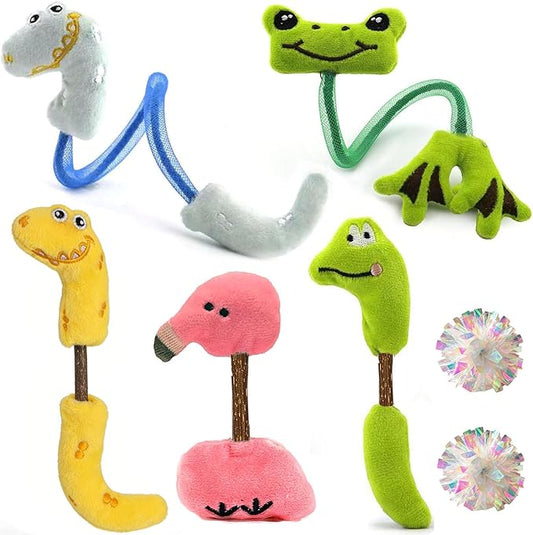 Interactive Catnip Toys for Indoor Cats, Silvervine Sticks for Cats & Cat Chew Rope Toy for Teeth Cleaning, Cat Crinkle Balls for Kitten Training and Play, Cat Toys Set for All Breeds 7Pack