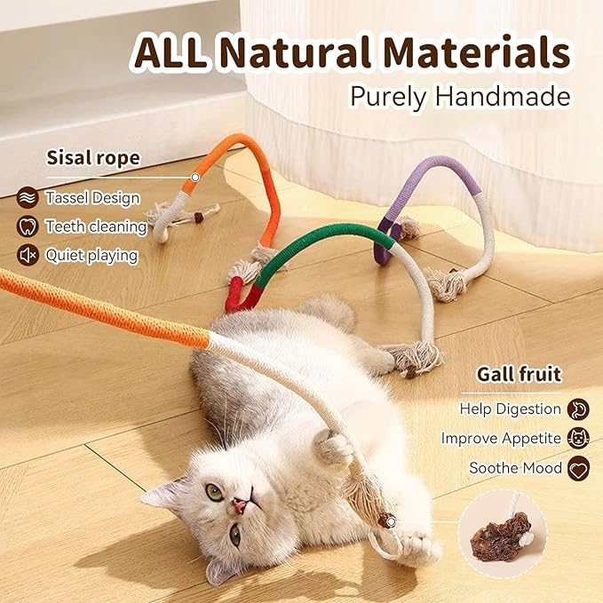 Cat Toys for Indoor Cats, 3 Pcs Silvervine Sticks & 1 Pc Cat Chew Rope for Teeth Cleaning, Interactive Dental Sticks with Catnip for cat enrichment, Kitten Chew Toys Teething for All Breeds Purple