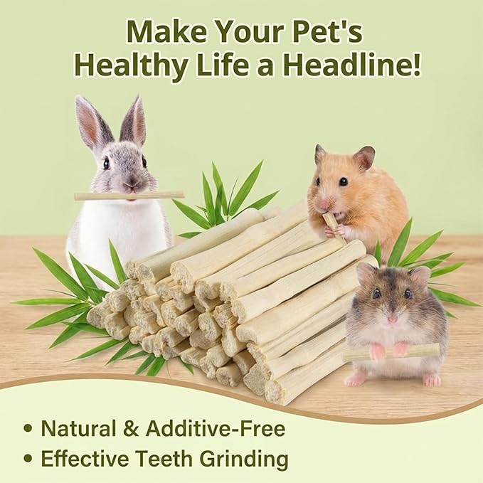 Sukh 240g Sweet Bamboo Chew Sticks - Rabbit Chew Sticks & Bamboo Sticks for Rabbits, Natural Bunny Bamboo Chew Toy for Teeth Grinding, Small Animal Treats for Guinea Pig, Hamster, Chinchilla