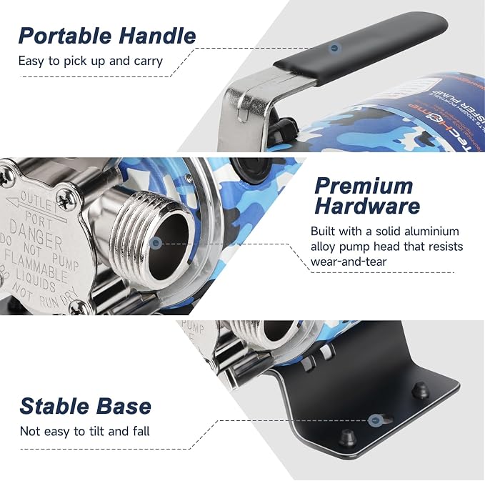 TecHome Water Pump Water Transfer Pump, 115V Rain Barrel Waterbed Pump. | 1/10HP 330GPH, with Water Hose Kit.