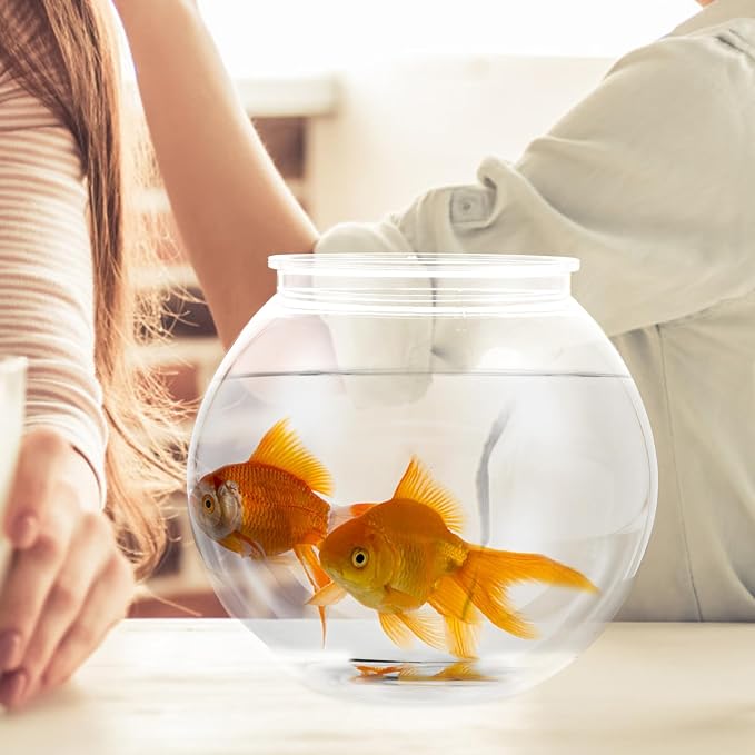Transparent Plastic Fish Tank Small Round Aquarium for Goldfish Clear Fish Bowl for Plants Household Desktop Decor Integrated Design Easy to .08 X 7.08 X 6.29 in