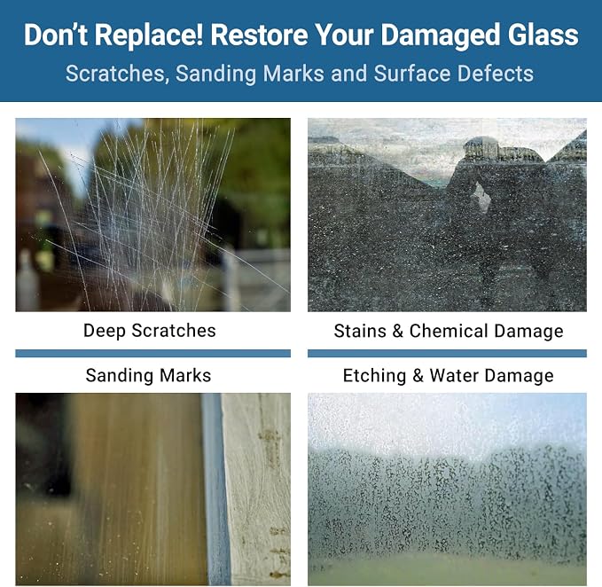 GLASS POLISH DIY Glass Scratch Removal Kit 3” (75mm) - Effective Glass Polishing with Drill or Polisher, Repairs Deep Scratches, Removes Surface Damage and Restores Original Clarity & Shine