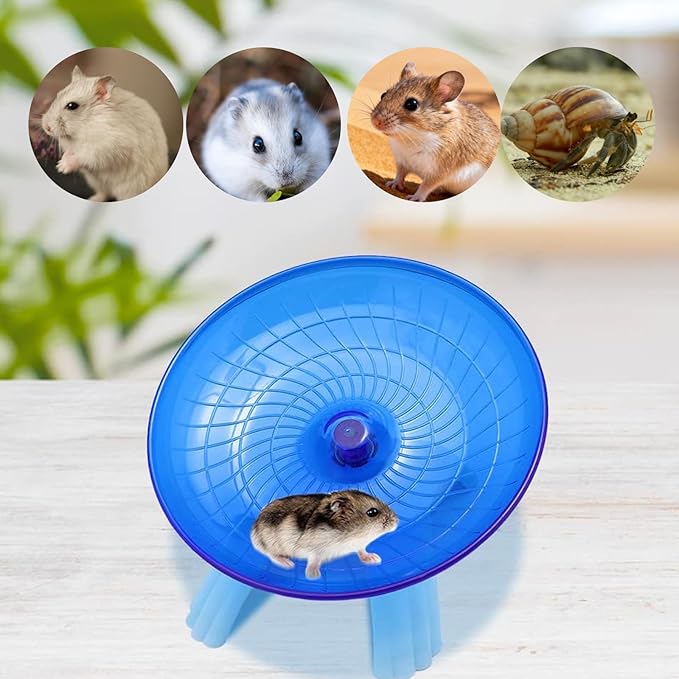 Litewood Small Hamster Wheel Hermit Crab Wheel Small Animal Flying Saucer Spinner Silent Running Exercise Toy Cage Tank Accessory for Dwarf Hamster Gerbil Mouse Rat Mice Hermit Crab (Blue)