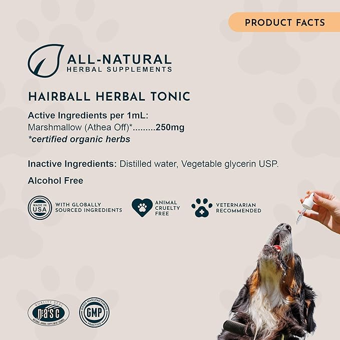Animal Essentials Hairball Relief Formula - Hairball Treatment for Cats & Dogs, Natural Remedy with Marshmallow Root Extract, Hair Ball Relief for Cats & Kittens, Feline Support for Furball - 1 Fl Oz