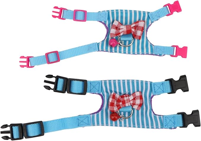 Hypeety Small Animal Harness Vest and Leash Set Soft Mesh Small Pet Harness Hamster Rabbit Chest Back Outdoor Leash Traction Rope for Rabbit Ferret Guinea Pig Kitten Clothes Accessory (M, Blue Stripe)