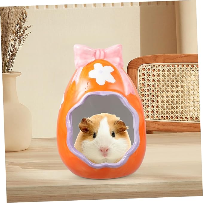 Ceramic Hamster Hide House Small Pet Shelter for Guinea Pigs and Hamsters Decorative Cartoon Nest for Sleeping and Playing Cooling Hideout for Small Animals