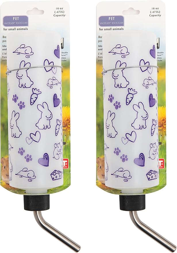Lixit® Original Super Seal Classic Water Bottle for Rabbits, Cats, Ferrets, Hamsters, Guinea Pigs, Gerbils and Other Small Animals - Made in USA (Frosted (Pack of 2), 16 Ounce)
