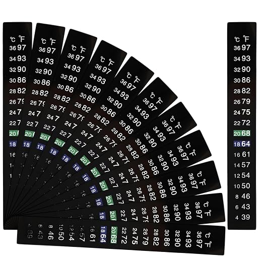 12 Pack Aquarium Thermometer Strips, 39-97℉ Fish Tank Thermometer Tape, Amphibian and Reptile Thermometer Stickers, Adhesive Brewing Thermometer Stickers for Kombucha, Wine & Beer