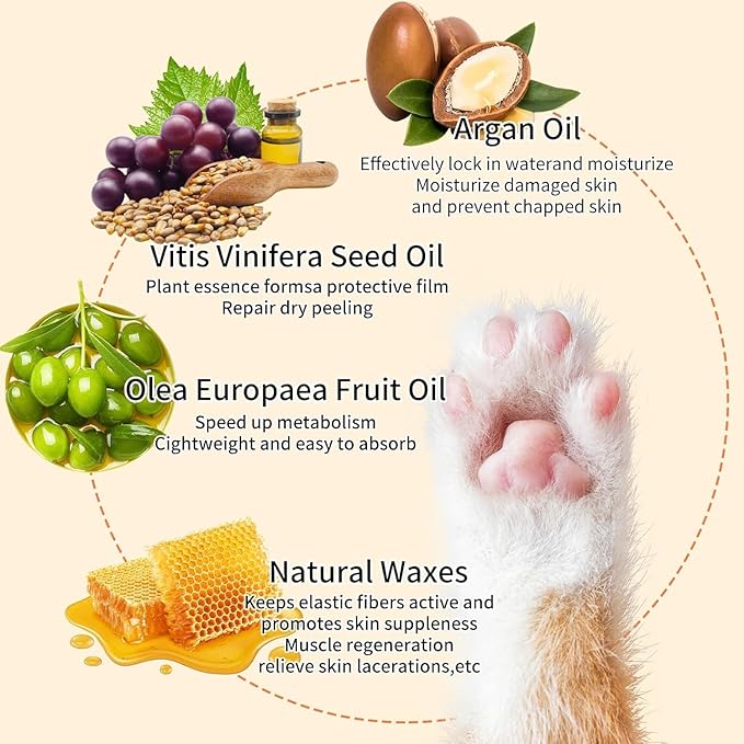 1 oz (30g) Natural Dog Paw Balm & Nose Balm, Lick Safe Paw Protector for Dogs & Cats, Moisturizer for Paw Pads, Snout, Elbows, Winter Protection, Repair Cracks, Lickable Balm for Pets