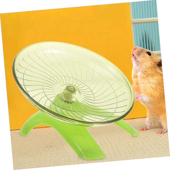 Toddmomy Silent Flying Saucer Exercise Wheel for Hamsters Guinea Pigs Chinchillas Hedgehogs Smooth Edges Quiet Running for Small Pets Cage Accessory in Matcha Green