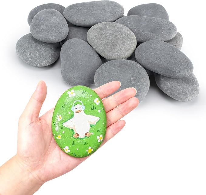 Simetufy 15Pcs Rocks for Painting, Large 3-4 Inch Natural River Stones, | Smooth Paintable Flat Rock for Adults, Children, Kindness Rocks Garden Decoration for DIY, Art & Crafts